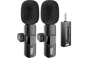 OSA Micro Cravate sans Fil, Micro Cravate pour Caméra/iOS/Android/PC, Microphone Plug and Play avec 2 Microphones （ne Contient Pas de Lignes de Conversion）