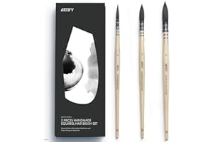 ARTIFY ART SUPPLIES ARTIFY Professional Watercolor Squirrel Hair Paint Brushes, Master series, Mop Round Fine Tip Detail Paintbrush Set for Watercolor, Gouache, Acrylic and Oil (3 Brushes)