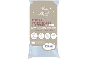 P'tit lit - Proteggi Materasso Bambino 2 in 1 | Federa + Cerata 60x120 cm | Impermeabile - 100% Cotone - Silenzioso e Soffice - Traspirante - Oeko Tex - Grigio