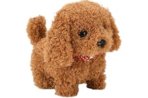 Falafoty Toy Dogs Plush Teddy Interactive Electronic Pets Dog Walking Barking Wagging Tail Walking Companion Animal Dog Toys Present Gifts for 2 3 4 5 Years Old Girls Boys Kids