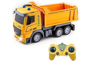 LIOMAXI Giocattolo autoribaltabile radiocomandato, dumper telecomandato, 7 canali, struttura completamente funzionale, giocattolo per bambini dai 3 ai 7 anni, con luci e suoni, scala 1:24