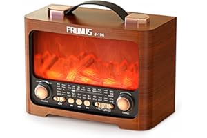 PRUNUS J-196 Retro Radio Bluetooth Speaker, AM/FM/SW Transistor Vintage Radio with 1800mAh Rechargeable Battery, Portable Radio with Flame LED, Supports USB/TF/AUX, for Home, Perfect as a Gift