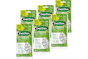 DenTek Eco-Friendly Whitening Floss Picks with Silky and Anti-Bacterial Floss, with Micro Crystals, Helps Whiten Between Teeth, 36 Count x 6 packs (216 Picks)