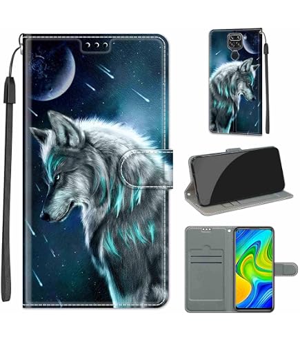Custodia A Portafoglio Con Magnetica Per Xiaomi Redmi 9 / Poco M2 | Pelle PU Con Slot Carte E Fermasoldi, Funzione Stand, Nero - 2