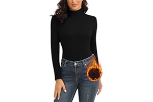 WOWENY T-Shirt Thermique pour Femme - Col roulé - en Polaire - Manches Longues - Thermique - Extra Chaud - Maillot de Corps à Manches Longues - Léger - sous-vêtements de Ski - T-Shirt de randonnée