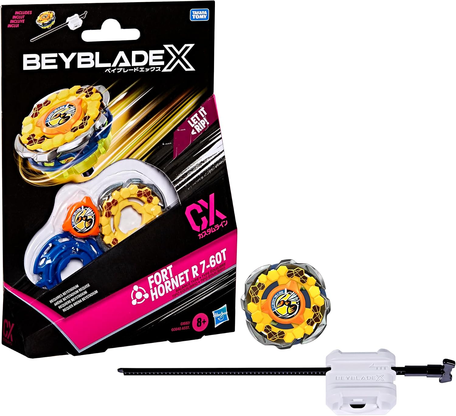 Beyblade X, Fort Hornet R 7-60T CX, Kit Inicial con Top y Lanzador