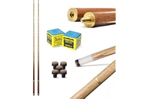 ‎STORE HD store HD Billard Queue Set zweiteilig aus edlem Holz, 147cm lang, Billard Kö 2-teilig für Pool + Snooker, austauschbare Lederspitze, inkl. Kreide + Ersatzspitzen