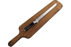 PALATINA WERKSTATT Kai Shun Classic Coffret cadeau | Couteau à jambon DM-0735 (lame de 30 cm) | + | Plateau de service exclusif en vieux douves de fûts (chêne) | VK : 259,- €