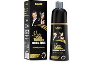 UNIK Care Hair Dye Shampoo Black 400ml – 3-in-1 Hair Color, Shampoo & Conditioner – Long-Lasting Natural Hair Color for Men & Women – Covers Grey Hair Instantly – Ammonia-Free (Black)