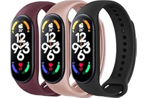 Vancle 3 Stück Armband für Xiaomi Mi Band 7, Weiches Silikon Sport Wasserdicht Ersatzarmband für Xiaomi Mi Band 7 Damen Herren