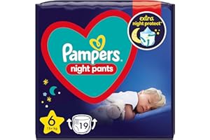 ‎PAMPERS Pampers Night Pants Windeln Größe 6 (15+ kg), 19 Windeln, Nachtwindeln bieten Schutz Die ganze Nacht