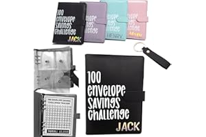 DOINFUN 100 Envelope Challenge Binder Saving Challenge DIY Wallet Budget Cash Binder 100 Day Money Saving Challenge- Black