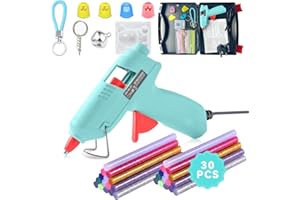 DIANE Hot Glue Gun Kit,Mini Glue Gun with Carrying Case,30 Pcs Colorful Glue Sticks,Precision Nozzle,Fast Preheating Hot Melt Glue Gun for School Crafts DIY Arts Gift（Blue 30W