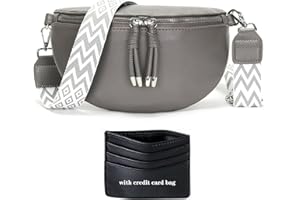 YISUOHOOM Bauchtasche Damen Umhängetasche klein Crossbody Bag Veganes Leder Brusttasche Kleine Handtasche Grau Geschenke für Frauen