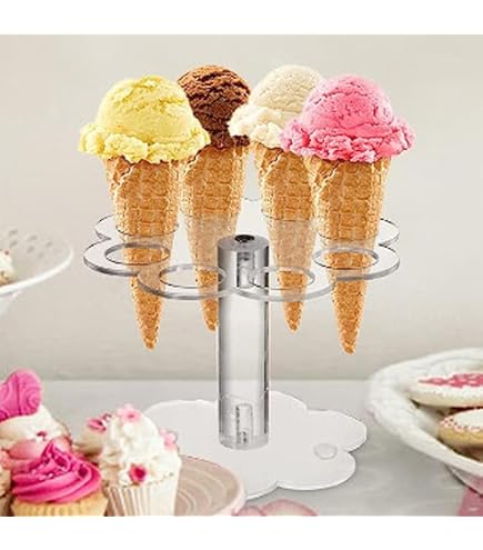 Support Crème Glacée Cornet Glace 2 Trous - Base Métal Noir Pour Cornets, Popcorn, Sushis Et Gaufres