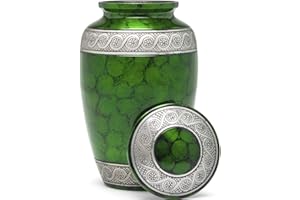 Eternal Harmony Cremation Urn for Human Ashes | Memorial Urn Carefully Handcrafted with Elegant Finishes to Honor and Remember Your Loved One | Adult Urn Large Size with Beautiful Velvet Bag (Green)