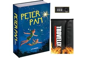 Sekam Buchtresor mit Zahlenschloss, Versteckter Safe (24 x 15 x 5,5 cm) mit Feuerfester Tasche, Buchbox Versteckte Aufbewahrung,Geldverstecke für Zuhause,Geldkassette Buchsafe für Bargeld (Peter Pan)