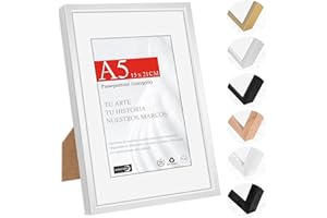 HIMEETIME® 1x Marco de Fotos A5 14.8x21cm de Aluminio Plateado Metálico | Passepartout 10x15 cm，Marco Mediano 15x21 para Fotos，para Montaje en Pared o Sobremesa