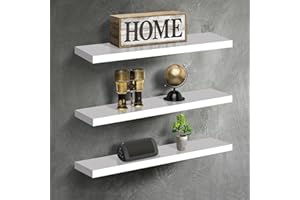 UTOKON 3 estantes flotantes de madera para pared, organizador de almacenamiento de moda, para decoración de hogar, sala de estar, dormitorio, estudio.