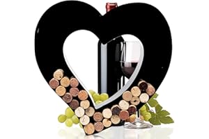 will's Porte-bouchon à vin – Lettre monogramme en métal (cœur), Noir, Grand | Cadeaux pour les amateurs de vin, cadeaux de pendaison de crémaillère, de fiançailles et de fête prénuptiale