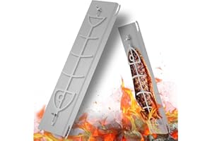 Dibaful Planche à saumon flambée en acier inoxydable pour brasero et barbecue sphérique, barbecue, foyer, brasero, planche à saumon flambée avec support, fonction réversible à 180°, 5 positions