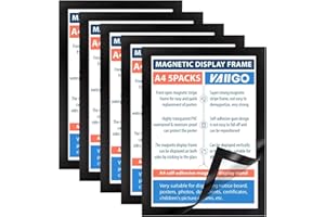 VAIIGO 5 Stück Magnetrahmen A4, Selbstklebend Magnetische Info-Rahmen, Mit Magnetverschluss für Informationsrahmen, Durable Magnetic Frame für Restaurants& Büros & Shops,Schwarz