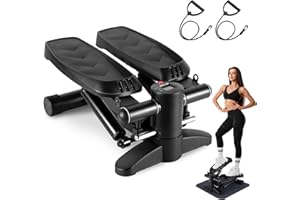 BOWEICORE Stepper para el Hogar, Steppers para Ejercicios con Pantalla LCD y Bandas de Resistencia para Principiantes y avanzados, para Entrenamiento de piernas y glúteos Máximo 150 kg