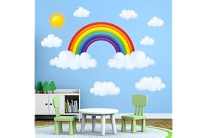 DECOWALL DA-1713 Tęcza i chmury Naklejki ścienne dla dzieci Naklejki ścienne Peel and Stick Zdejmowane naklejki ścienne dla dzieci Przedszkole Sypialnia Salon