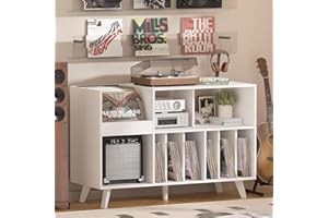 LELELINKY Large Record Player Stand, Turntable Stand with Storage, Vinyl Holder with Display Area, Record Player Table Holds Up to 450 Albums, Record Holder for Music Room Living Room