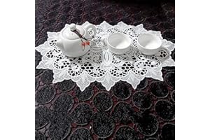 Givbro - Tovagliette rotonde in pizzo ricamate, lavorare all’uncinetto, adatte come sottobicchieri, decorazione per matrimoni, vasellame, cuscini, bianco