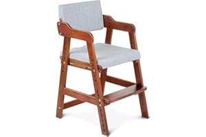 Ezebaby High Chair, Height-Adjustable Wooden High Chair for Children from 2 to 12 Years, Beech Wood Children's Chair, Chair, Stable & Safe up to 90 kg for Children and Adults (Walnut)