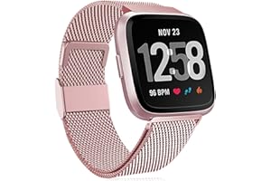 Faliogo Metal Strap Compatible with Fitbit Versa Strap/Fitbit Versa 2 Strap, Stainless Steel Replacement Wrist Strap Compatible for Fitbit Versa 2/Versa/Versa Lite,Women Men Small Large