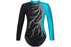 Alvivi Maillot de Danza Gimnasia para Niña Body Ballet de Manga larga Leotardo de Gimnasia de Patinaje Artístico Ropa de Deportiva Yoga 5-16 años