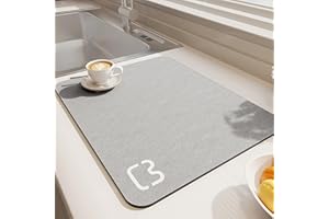 Dai Lufei Tapis de Bain Antidérapant Super Absorbant Diatomite Tapis Salle de Bain Microfibre Tapis Egouttoir Vaisselle Tapis de Douche Doux Séchage Rapide (Gris, 45 * 70)
