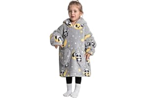Alsehser Pull Plaid Adultes Enfants, Sweat à Capuche Chaude, Poncho Polaire Oversize Pilou Pilou, Capuchon Sherpa Peluche à Manches TV