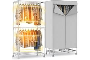 Evviee Electric Clothes Dryer 1800W with Timer – Foldable Clothes Horse Indoor Folding Airer, Heated Laundry Drying Rack, Heavy Duty Indoor Clothes Airer with Safety Overheat Protection