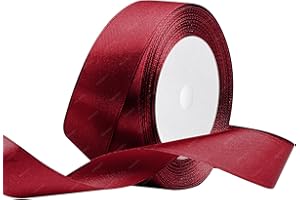 RIBONIES Nastro di raso Rosso vinaccia, 25mm x 22 Metri Nastri in tessuto solido per confezioni regalo, bouquet di fiori, artigianato e decorazione di feste nuziali