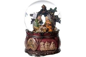 HOLYART Globo vetro neve glitter Natività carillon 15x10x10 cm