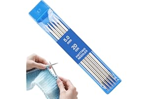 Reessy 5 mm Knitting Needles, 20 cm Double Pointed Knitting Needle Set, Stainless Steel Short Double Ended Knitting Needles Set, Metal DPN Sock Needle for Beginners Adults