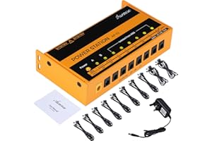 Asmuse Guitar Pedal Power Supply 8 Isolated Output Pedal Power Supply for 9V/12V/18V Electric Guitar Bass Effect Keyboards 9v 8 Way Power Supply Pedal Power Supply for effect pedals
