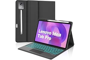 OCCTINGKIND Coque Clavier pour Lenovo Idea Tab Pro 12.7 Pouces avec Pavé Tactile, AZERTY Français Clavier Bluetooth Magnétique Détachable avec 7 Couleurs Rétroéclairées pour Lenovo Idea Tab Pro 12.7" 2025, Noir