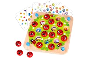 Nene Toys Jeu de Mémoire Jardin des Coccinelles – Jeu Éducatif en Bois pour Enfants de 3, 4 et 5 Ans – 10 Décors – Stimule la Mémoire et Le Développement des Compétences Cognitives