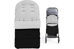 Yuanlne footmuff, Universal Baby Stroller Footmuff Fleece Lined Waterproof and Windproof with Adjustable Side Zips, Cosy Toes Fit Toddler Foot Muff for Buggy, Pushchair & Pram Footmuffs, Grey