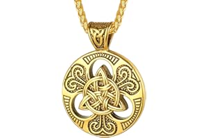 FaithHeart Collier Viking Nœud Celtique Personnalisable,Pendentif Croix Medaille Noeud Celtique