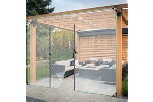 JIwqDY Rideaux D'extérieur, Bâche Transparente 0.3mm PVC avec Porte Zippée Rideau Exterieur Imperméable pour Pergola, Cabanon, Jardin, Porche (Color : Clear, Size : 2x2.5m/6.5x8.2ft)