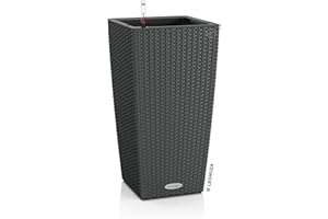 Lechuza – Pot de Fleurs d’Extérieur et d'Intérieur – Cottage Cubico – Réserve d'Eau Intégrée – Coloris Granit – 40 x 40 x 75 cm