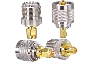TUOLNK Juego de 4 Tipos SMA Jack Enchufe a UHF SMA Macho a UHF Kit de Conector Macho para Cable de extensión Video Kit de Conector coaxial RF Juego de adaptadores UHF