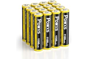 POWXS AAA Akku 1100mAh 16 Stück, Wiederaufladbare Micro Batterien AAA, 1.2 V NiMH, 1,200 Mal Wiederaufladbar, hohe Kapazität, Kein Memory Effekt, Vorgeladen und Einsatzbereit