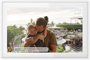 Denver Digital Fotoram WiFi Frameo 10,1 Tum, 16 GB, Vit | Digital fotoram med app, digital kalender, IPS-pekskärm, 16 GB, microSD, USB-C