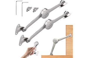 HBSFBH Deckelstütze Scharnier, 2 Stück Softclose Deckelstützscharniere mit Schrauben und Inbusschlüssel, Klappenbeschlag Klappenstütze, Satin Nickel Klappscharnier, Schrank Scharniere, für Kleiderschrank
